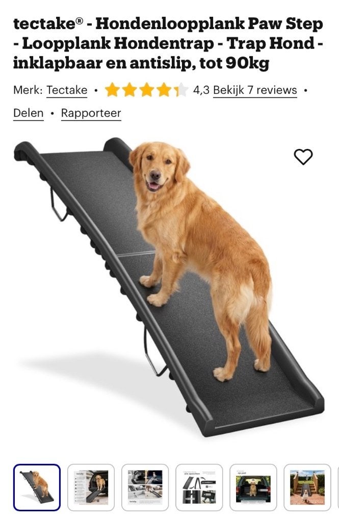 tectake Paw Step hondenloopplank – 155 cm – tot 90 kg, Ophalen, Zo goed als nieuw, Hondenloopplank