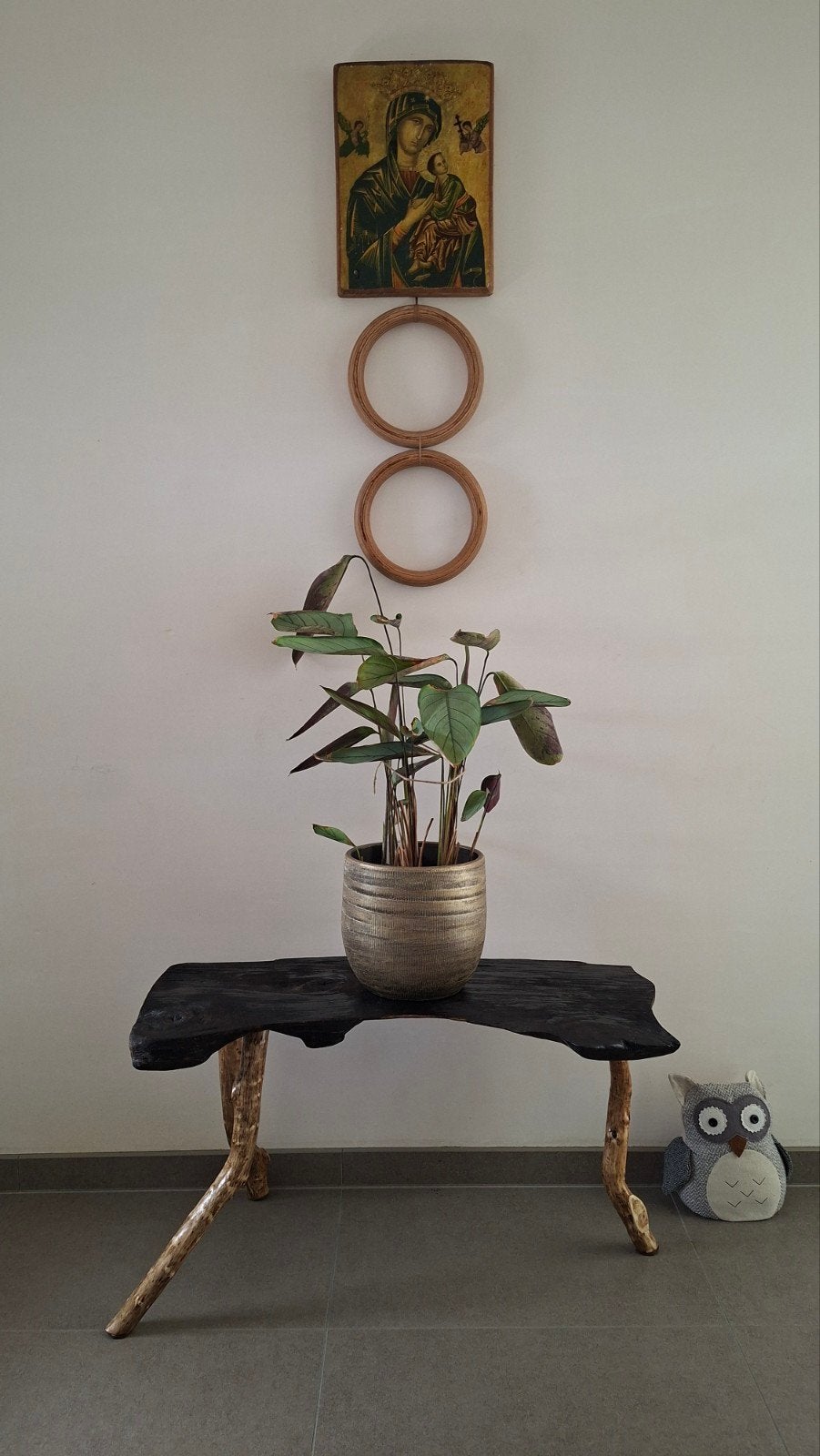 Banc et table d'appoint uniques en forme de tronc d'arbre fa, Neuf, Boho, 45 à 60 cm, Enlèvement