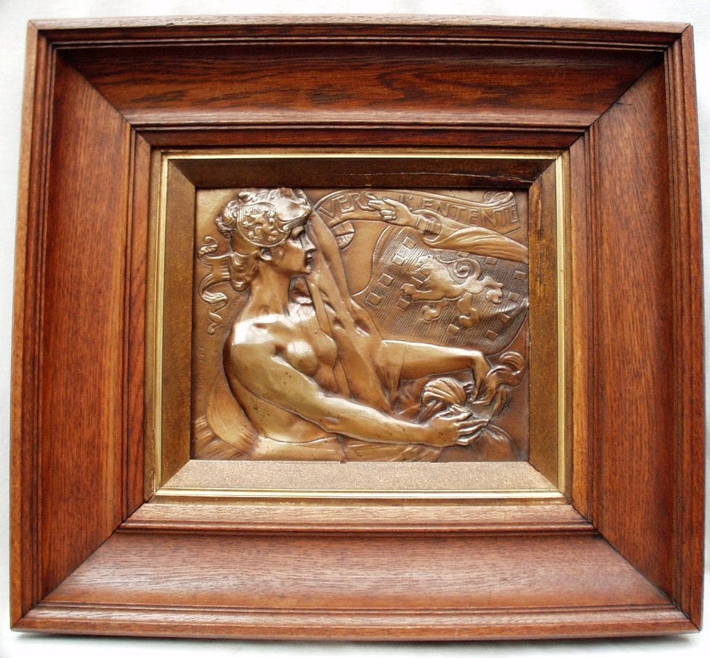 Isidoor De Rudder - Plaque Art Nouveau en bronze., Enlèvement ou Envoi, Bronze