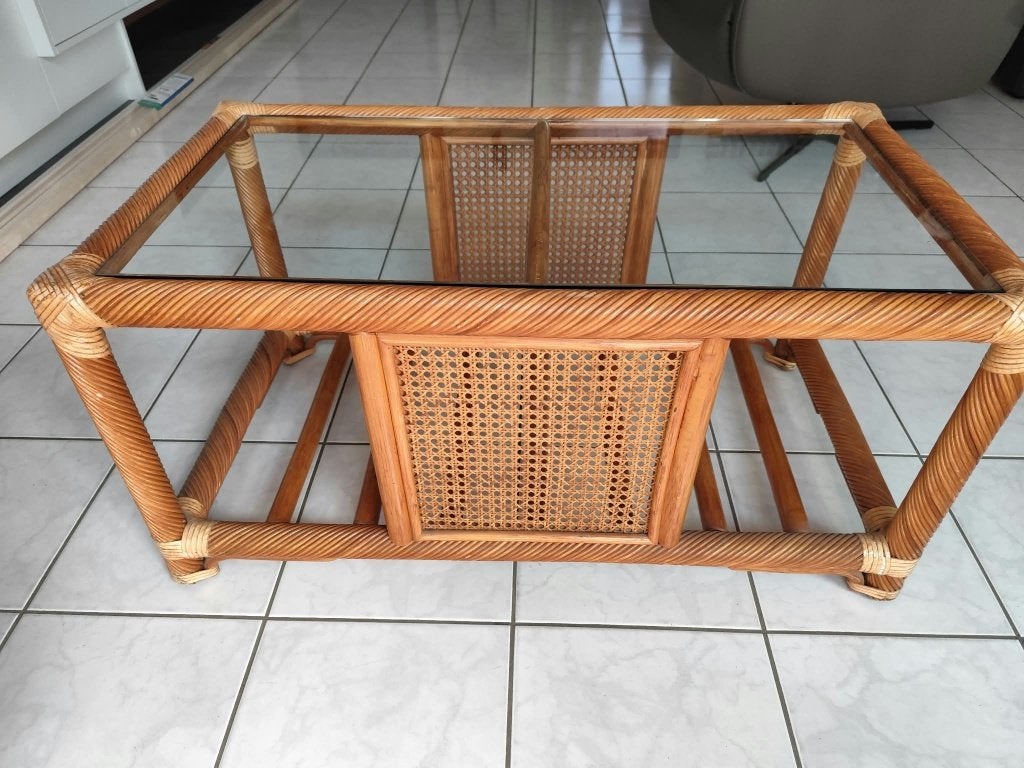 Salontafel, Huis en Inrichting, Ophalen, Gebruikt, Rechthoekig, Glas