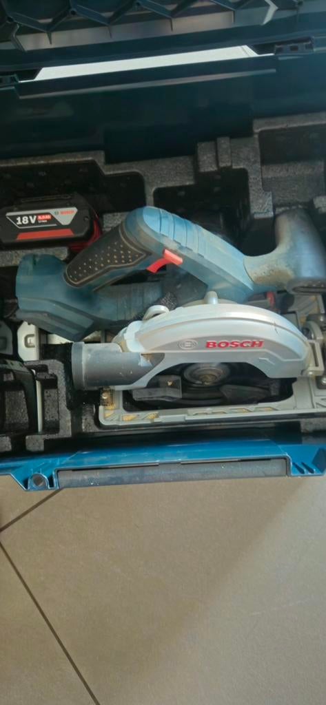 Bosch pro gks 18v 57g+1 batterie 6 a + boîte, Enlèvement, Utilisé