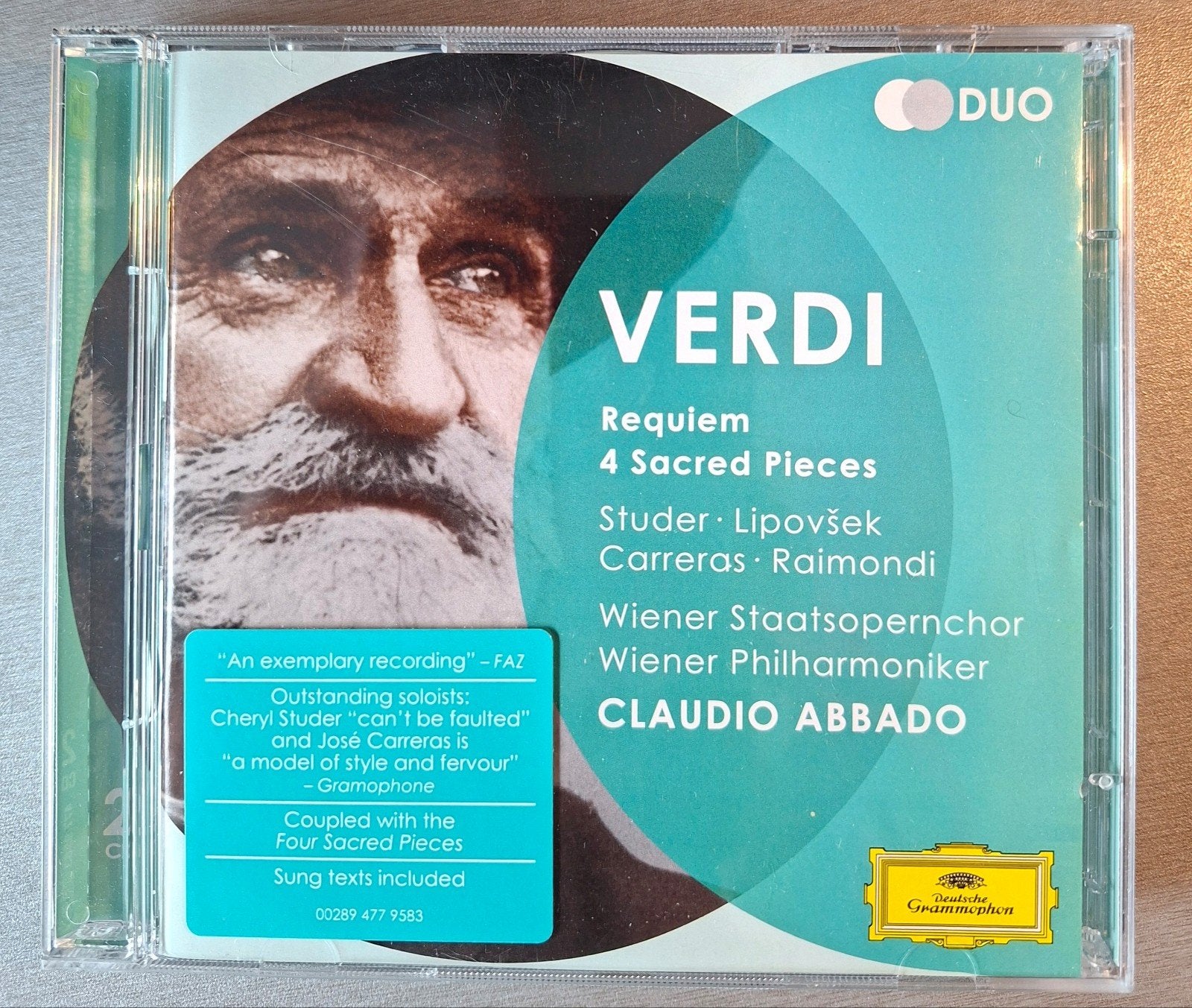 2 CD. Verdi. Requiem/4 pièces sacrées (DG, Abbado)., Enlèvement ou Envoi, Requiem, Verdi