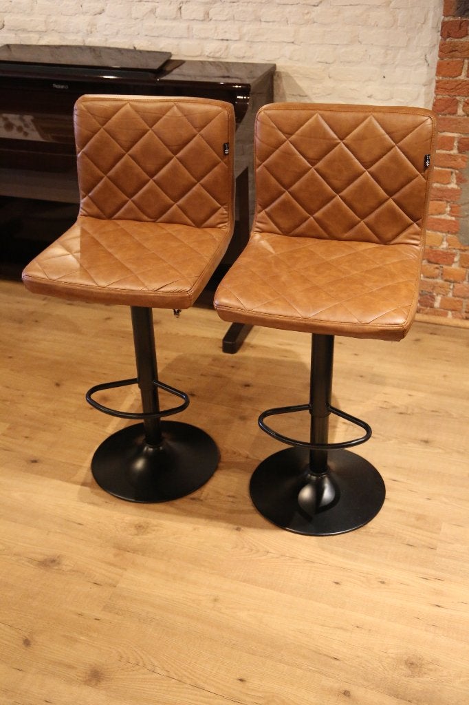 Set van 2 Meisterhome Barkrukken Vintage Bruin Verstelbaar, 2 krukken, Ophalen of Verzenden, Gebruikt, In hoogte verstelbaar