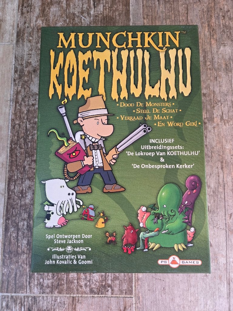 Munchkin Koethulhu incl. uitbreidingen, Hobby en Vrije tijd, Drie of vier spelers, Ophalen of Verzenden, Zo goed als nieuw, PS Games