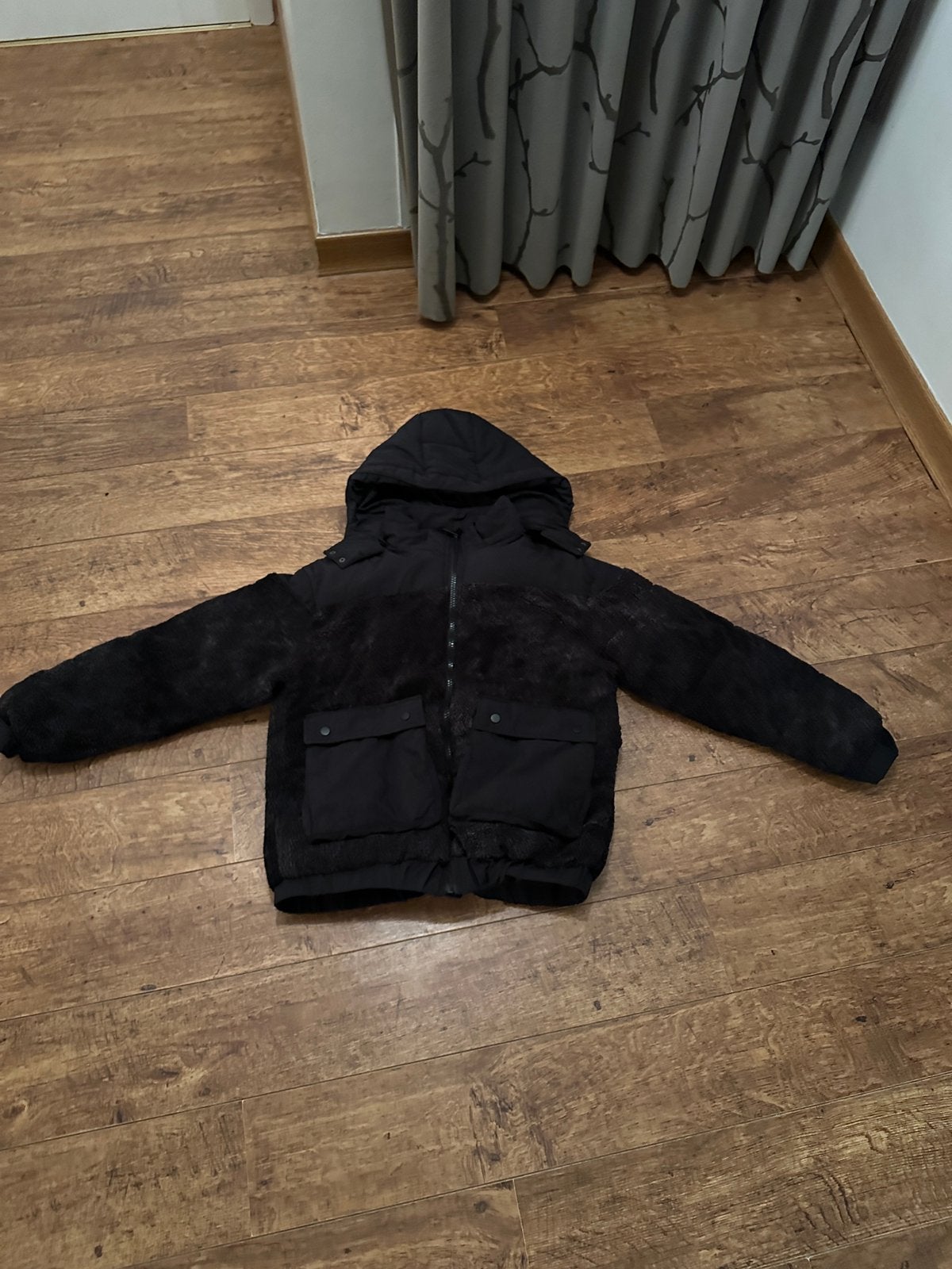 Winterjas zwart met kap maat S jongen / man, Ophalen of Verzenden, Zo goed als nieuw, Maat 46 (S) of kleiner, Zwart