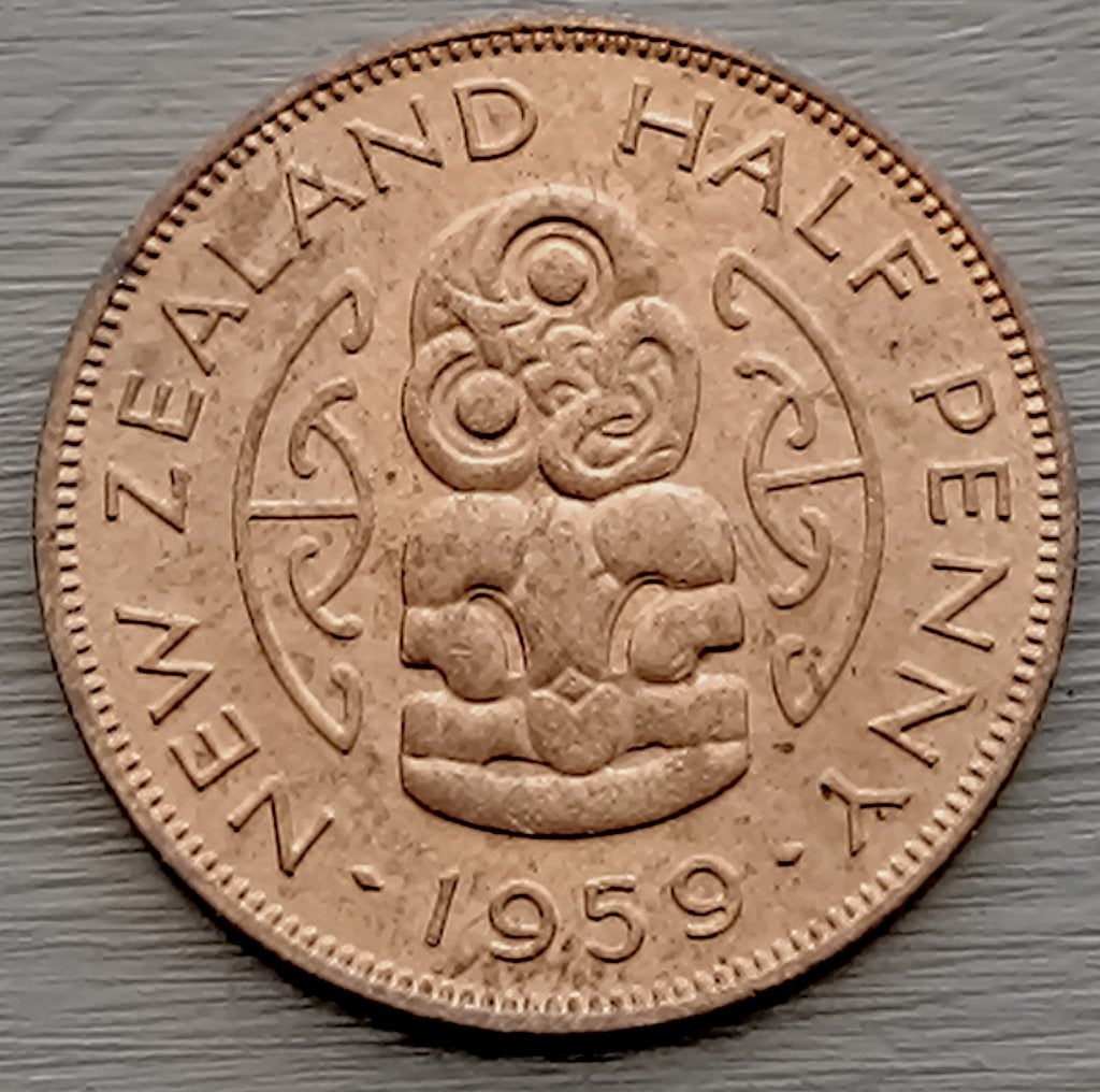 munt Nieuw Zeeland 1/2 penny 1959, Ophalen of Verzenden