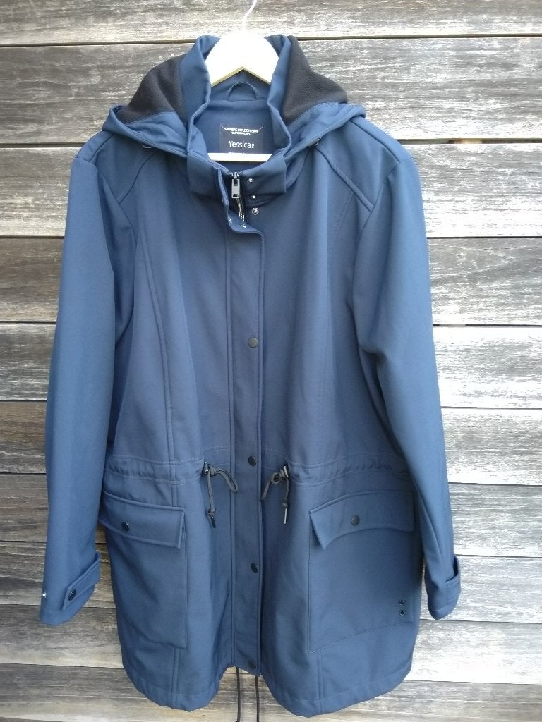 Donkerblauwe Jas Van Yessica Met Kap In T50/52, Blauw, Yessica, Maat 46/48 (XL) of groter, Ophalen of Verzenden