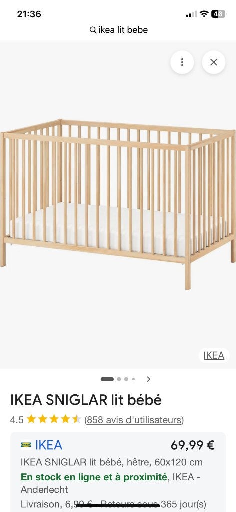 Nieuw Ikea babybed, Kinderen en Baby's, Kinderkamer | Bedden, Ophalen, Zo goed als nieuw