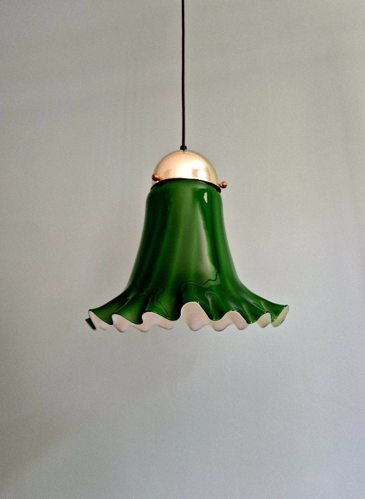 Suspension en opaline verte festonnée, Peill & Putzler, 1970, Enlèvement ou Envoi
