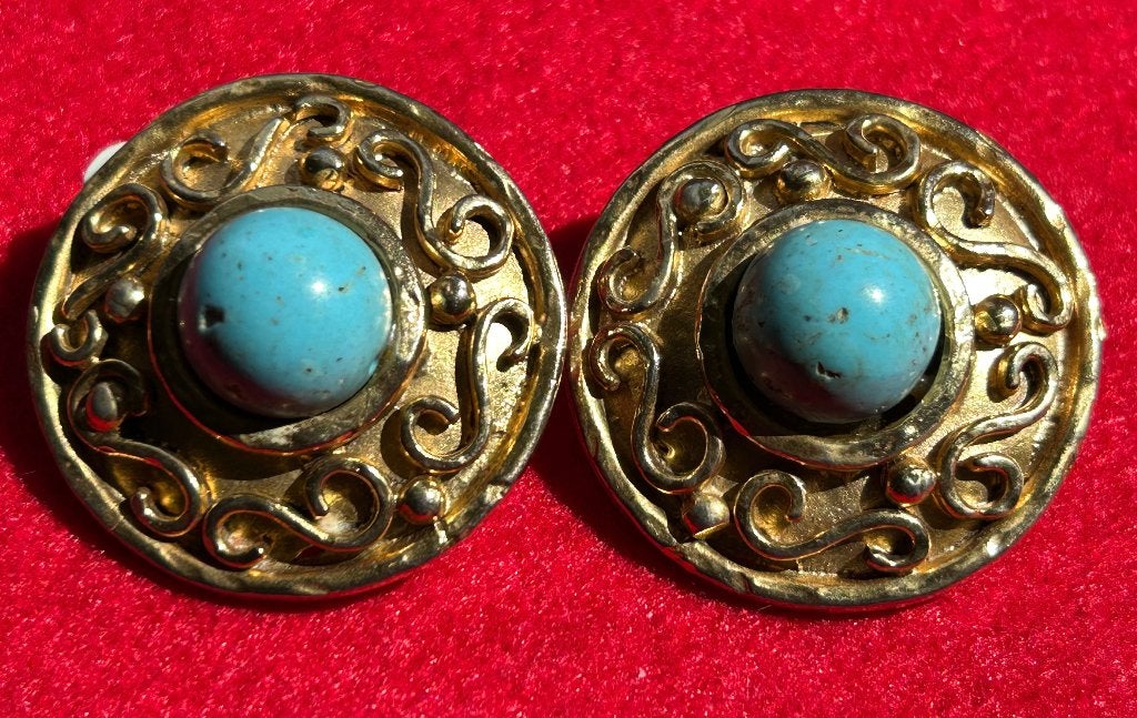 Rare Boucles d'Oreilles Vintage Edouard Rambaud Paris, Bijoux, Sacs & Beauté, Enlèvement ou Envoi, Or, Boucles d'oreilles