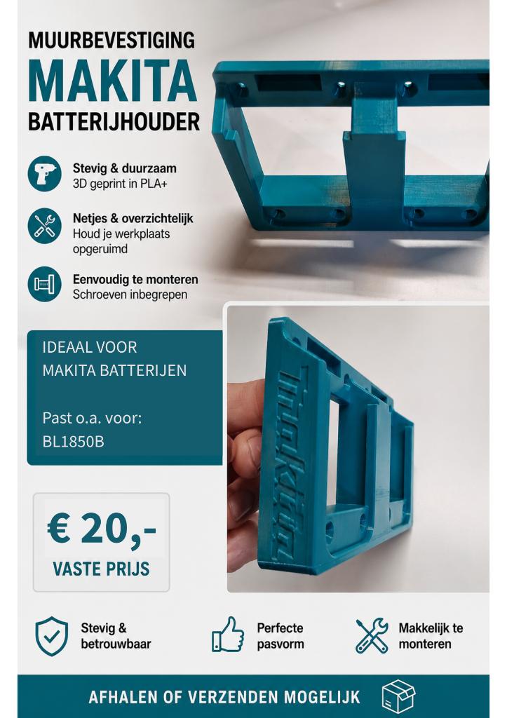 Makita dubbele accuhouder - 3D geprint, Ophalen of Verzenden, Nieuw