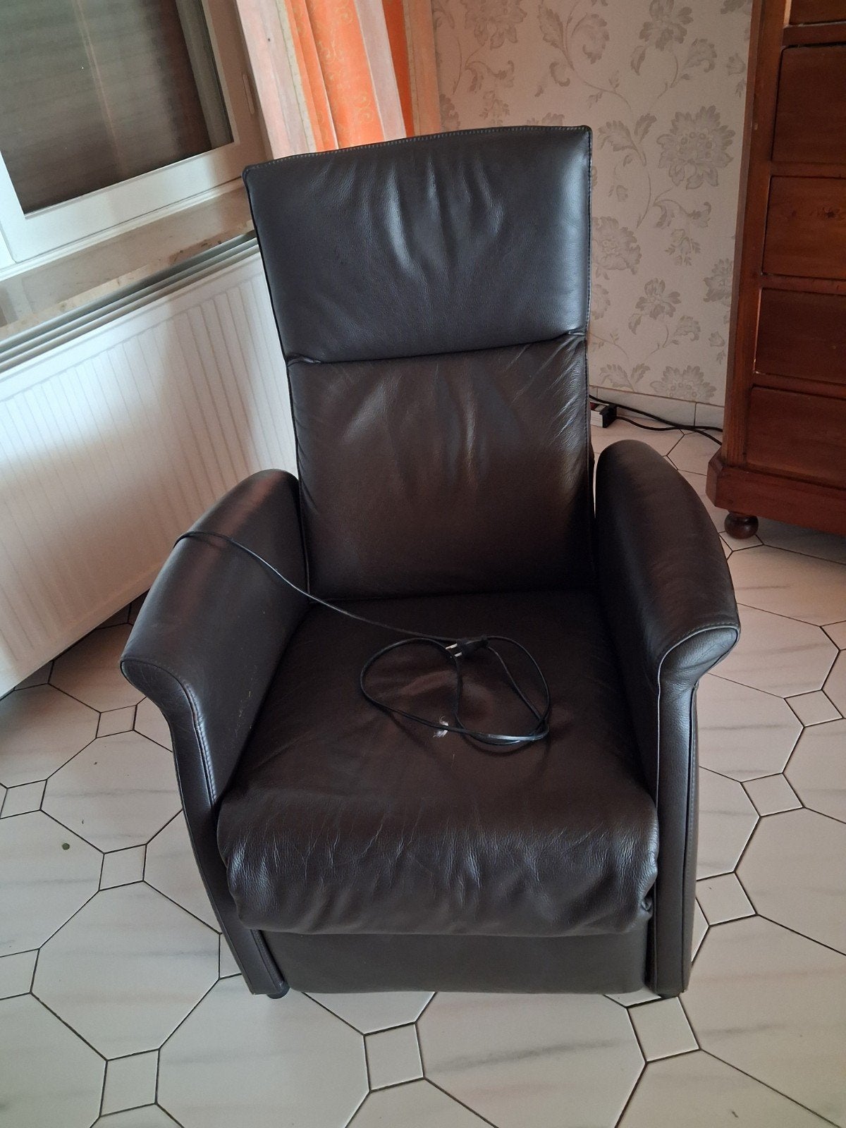 fauteuil inclinable électrique en cuir avec 3 places en cuir, Enlèvement, Utilisé, Cuir