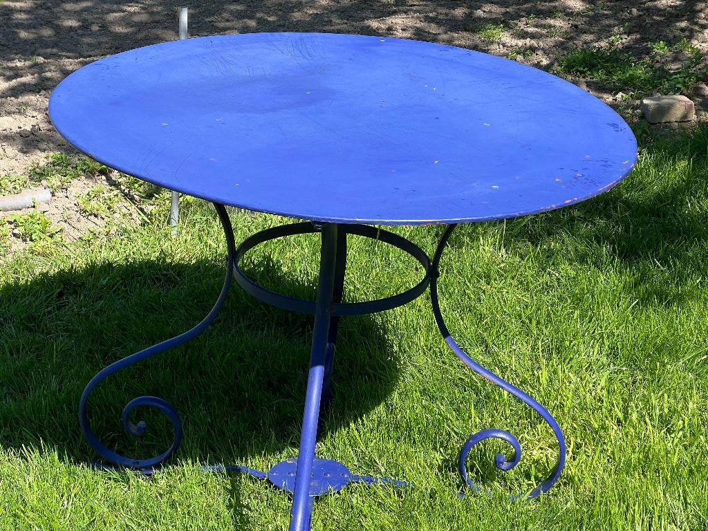 Metalen tuintafel, Tuin en Terras, Tuintafels, Ophalen, Gebruikt, Rond, Metaal