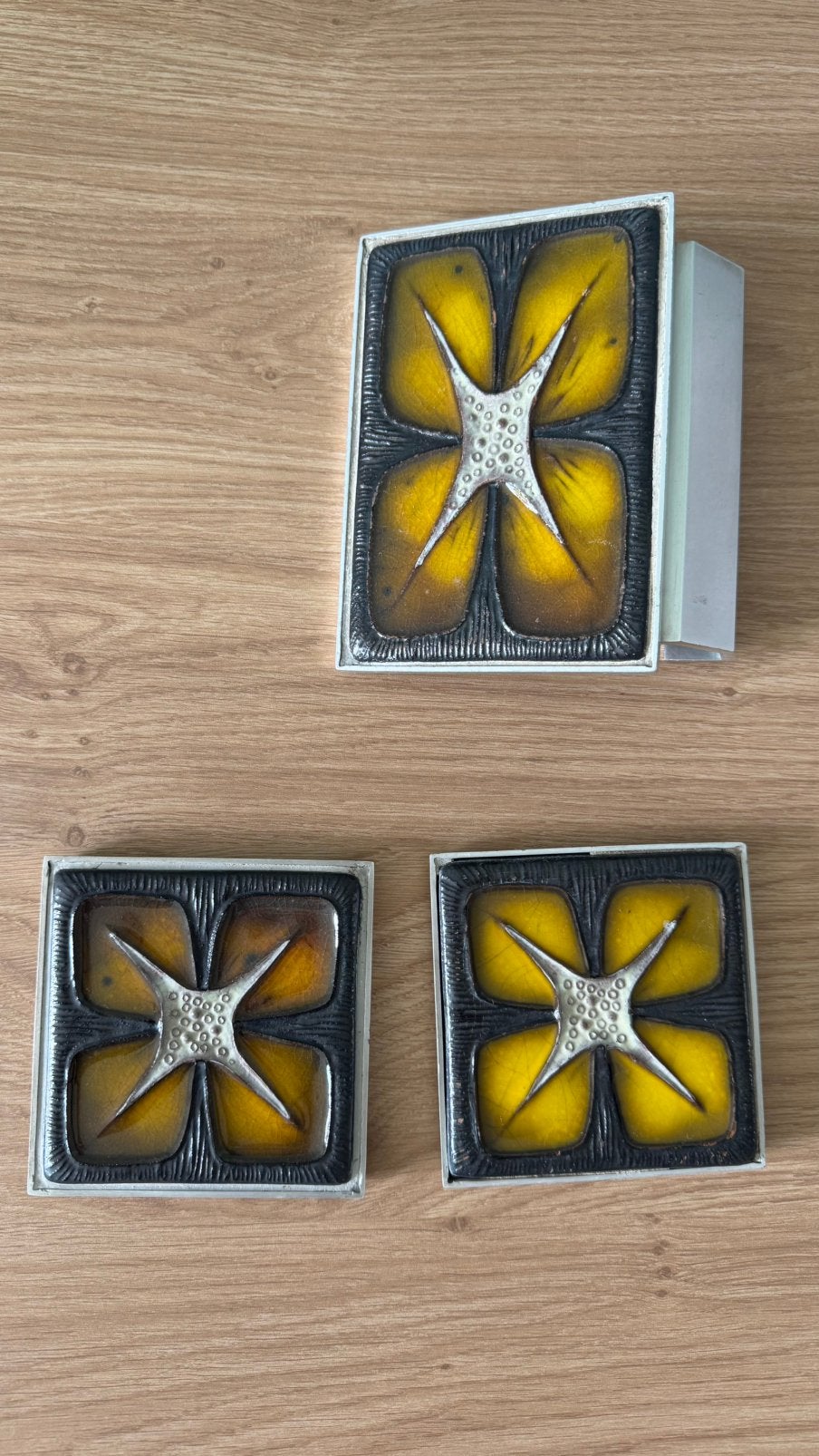 Vintage deur handgreep met 2 bijpassende details, Ophalen of Verzenden