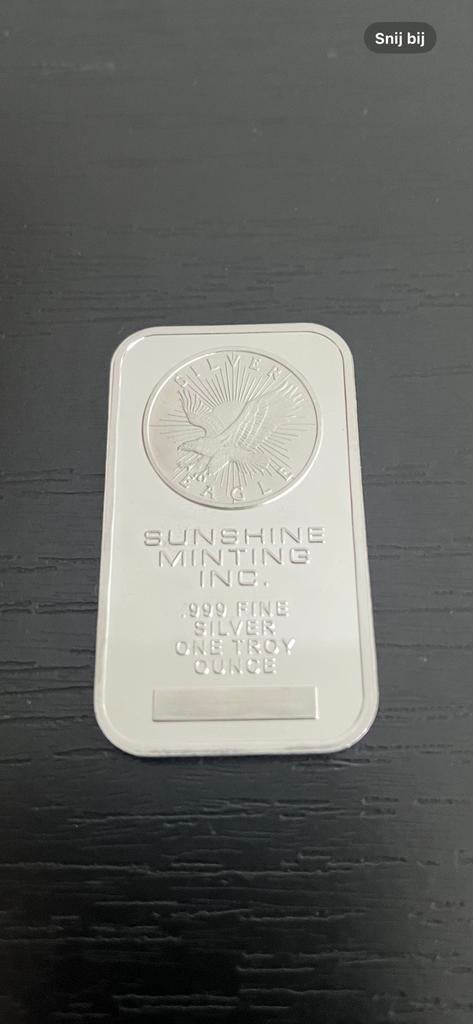 1 oz zilver 999 eagle design fysiek zilver, Postzegels en Munten, Edelmetalen en Baren, Zilver, Ophalen of Verzenden
