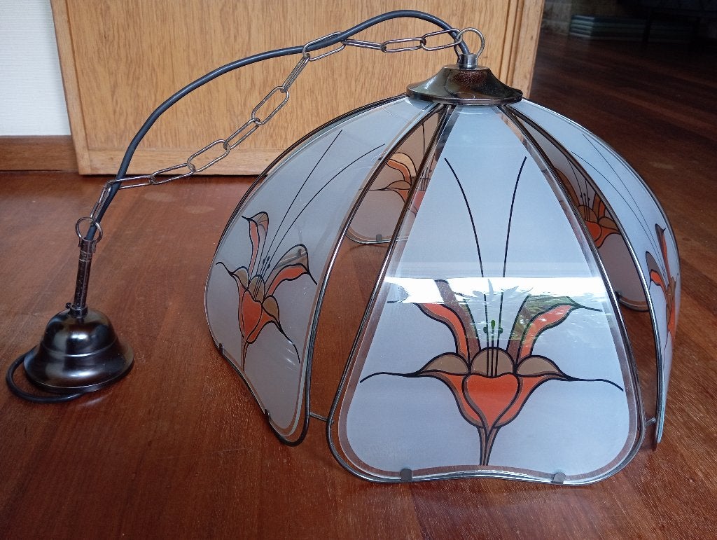 Retro glazen lamp bloem, Antiek en Kunst, Ophalen