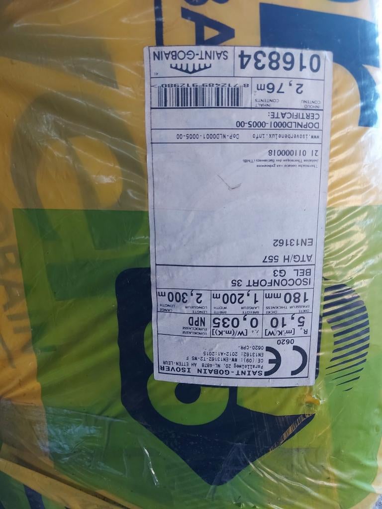 1 rol isover isolatie., Ophalen, Zo goed als nieuw, Glaswol, 12 cm of meer