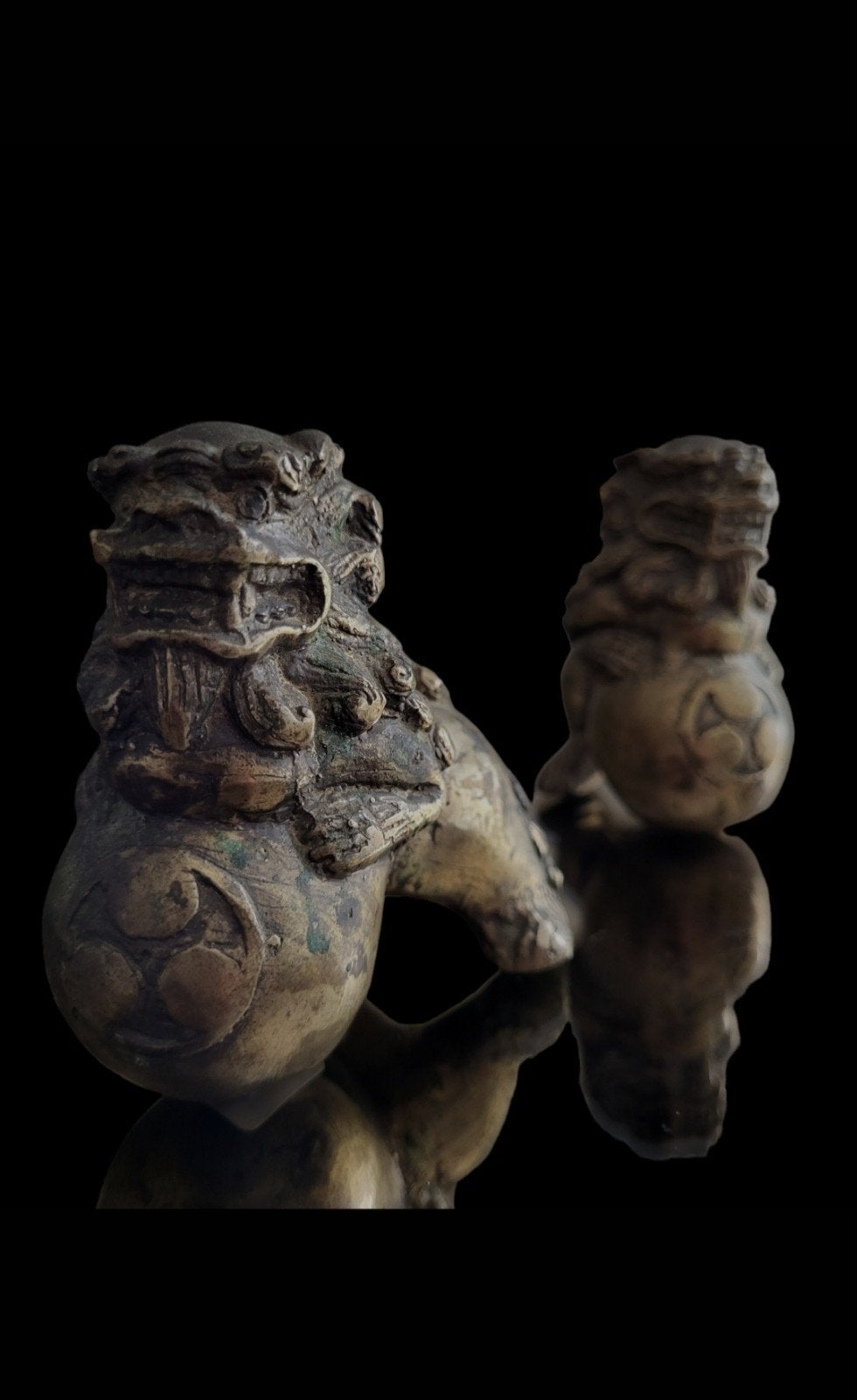 photo en bronze : chiens, lions de temple
 
 
 Liste de so, Antiquités & Art, Art | Sculptures & Bois, Enlèvement ou Envoi, Brons