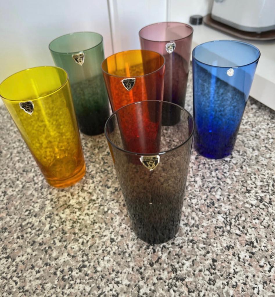 6 verres Val St Lambert, Maison & Meubles, Neuf, Moins de 50 cm, Autres couleurs, Verre