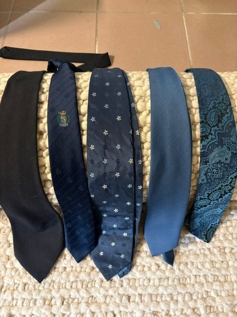 5 cravates vintage, Enlèvement ou Envoi, Comme neuf, Bleu