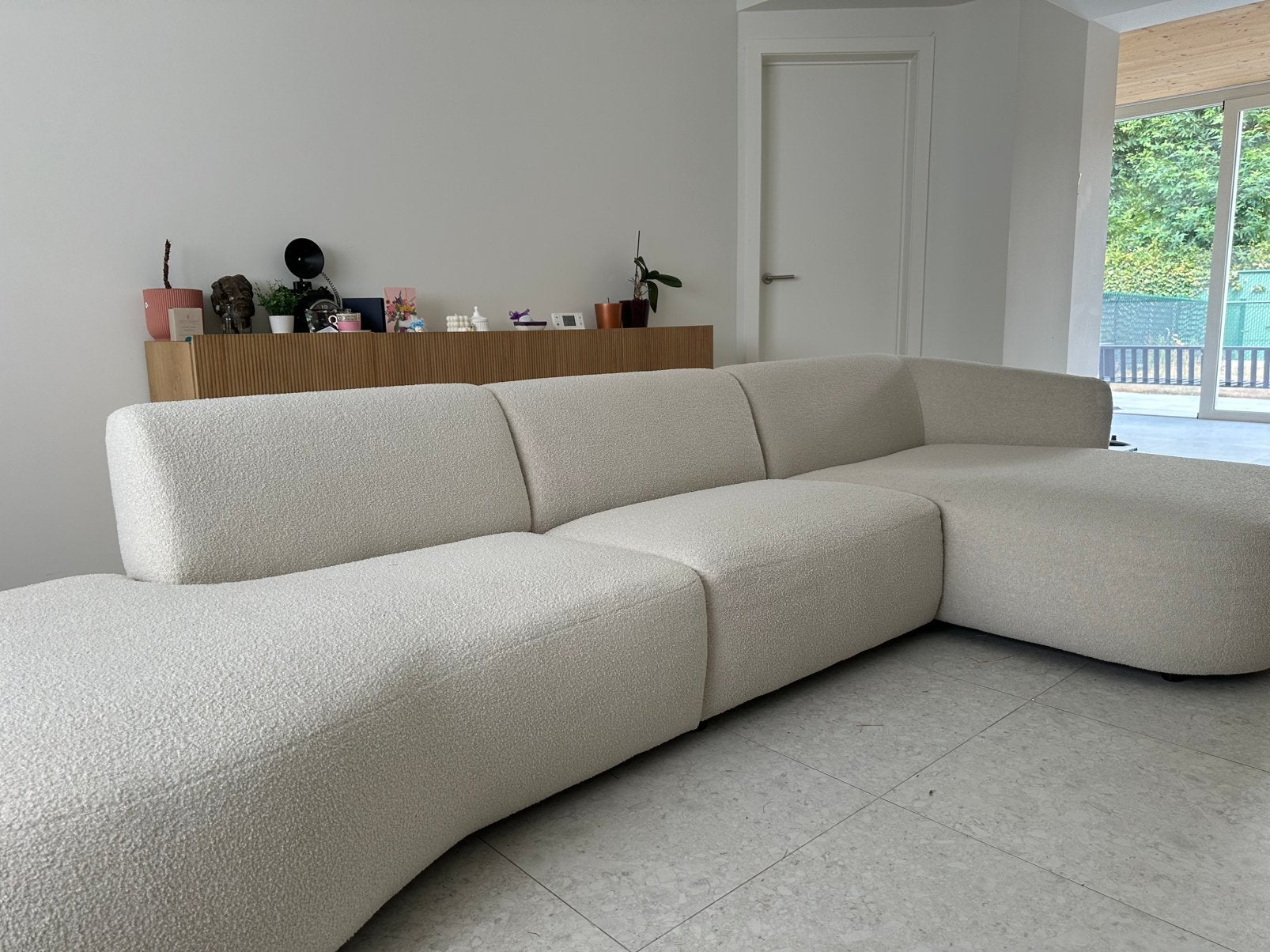 Zetel Juntoo - beige-wit teddy, Ophalen, Zo goed als nieuw, Stof