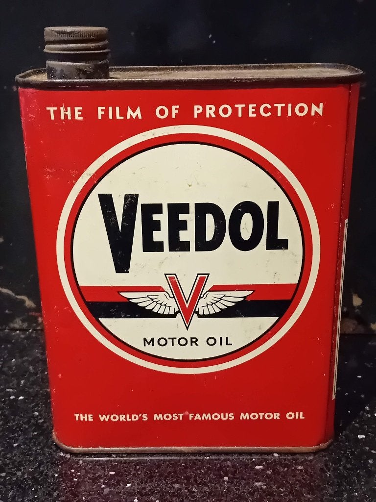 Vintage decoratief olieblik VEEDOL, Verzamelen, Blikken, Ophalen of Verzenden, Gebruikt