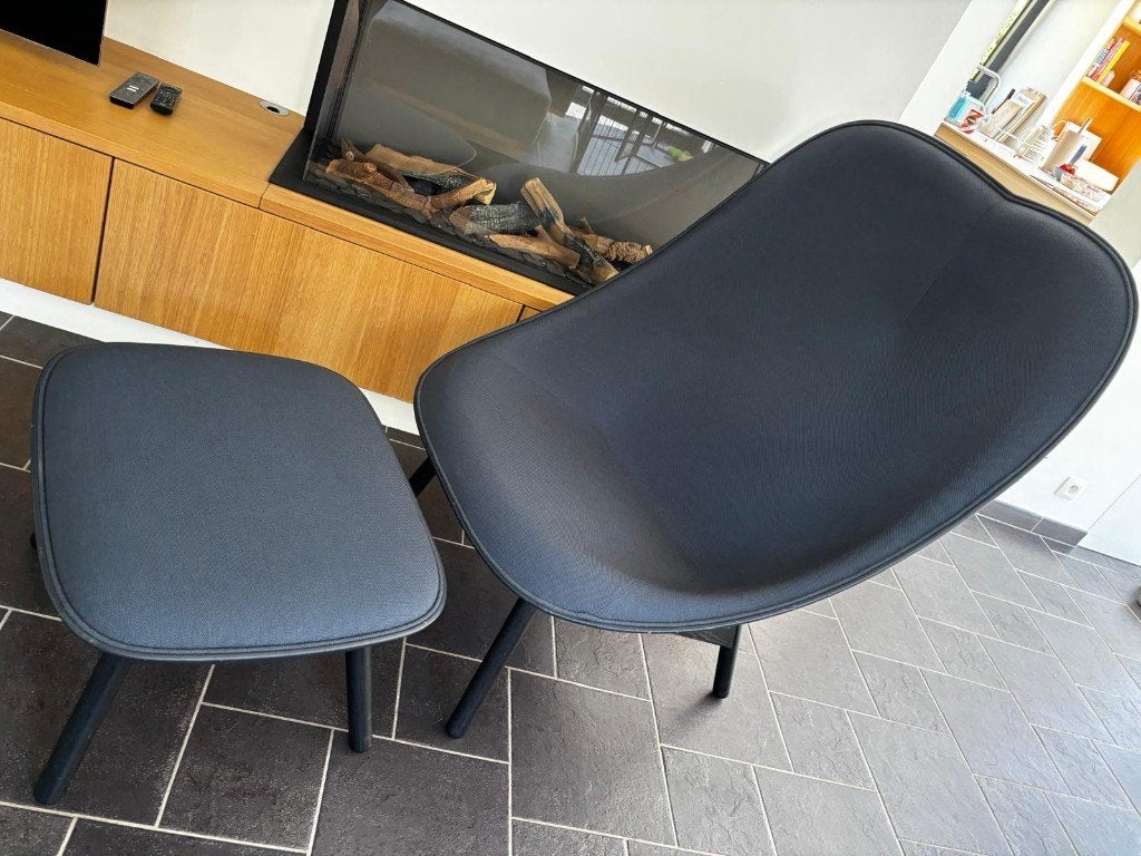 Uchiwa HAY - fauteuil & ottoman (bleu), Moins de 75 cm, Modern Design HAY, Bois, Comme neuf