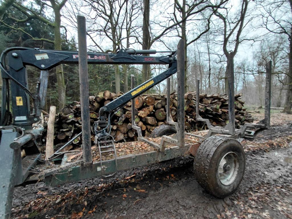 10t - 10m3 bosbouwtrailer + Palms500-kraan, Tuin en Terras, Brandhout, Ophalen of Verzenden