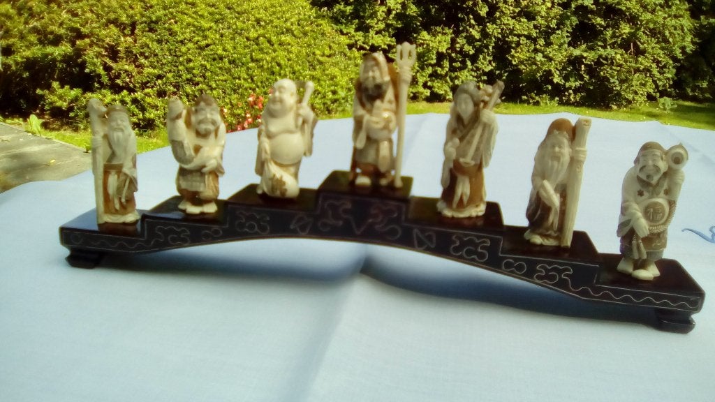 7 netsuké, Antiquités & Art, Art | Art non-occidental, Sculpture, Signé, Beige, Japon