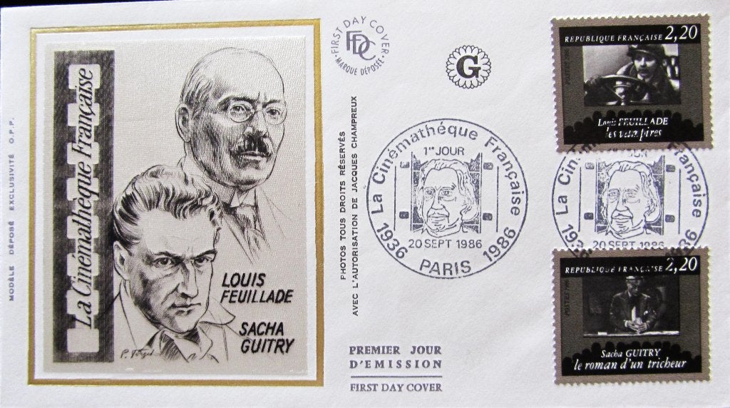 FDC OP ZIJDE- FRANKRIJK- FRANSE ACTEURS (ERG ZELDZAAM), Met stempel, Ophalen of Verzenden, Gestempeld, 1e dag stempel
