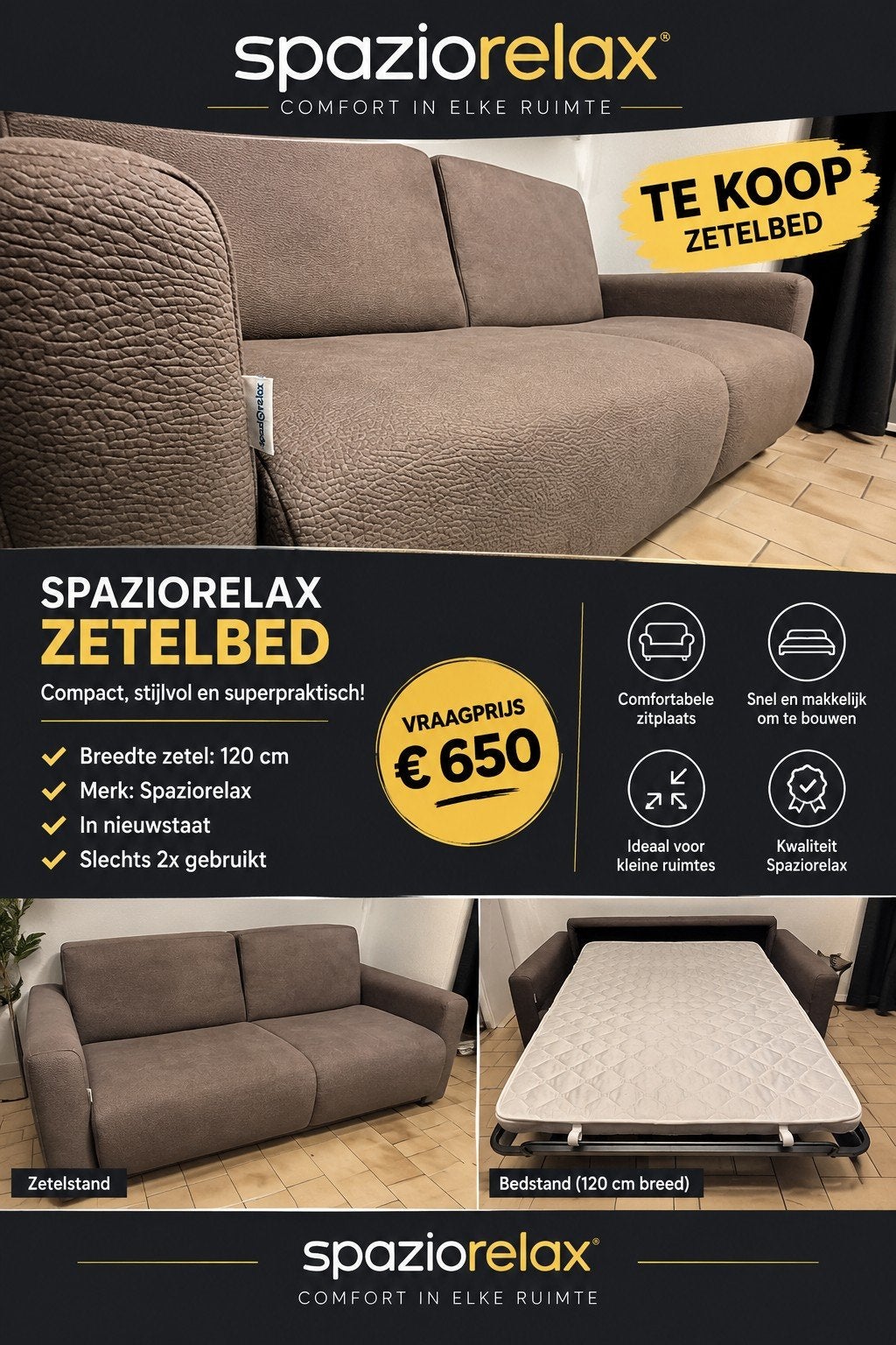 Zetelbed Te Koop in nieuwstaat, Ophalen