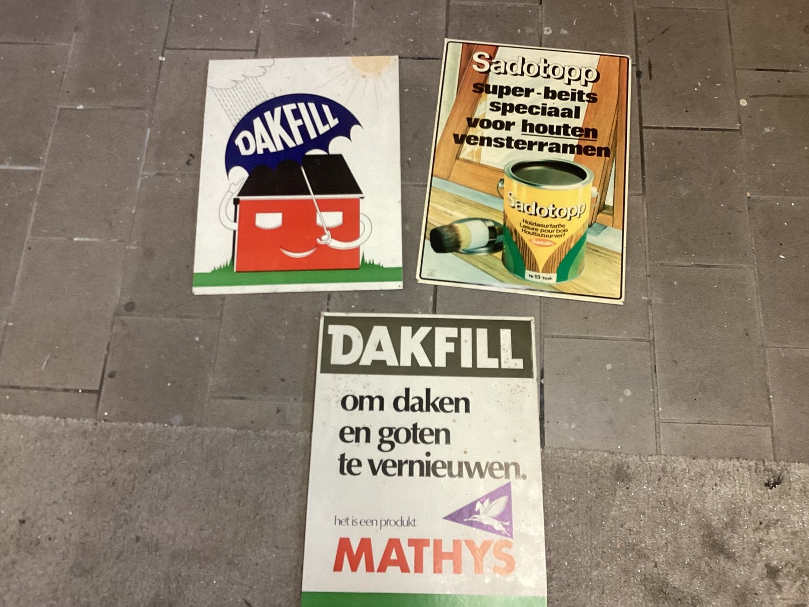 Oude verf reclame, Ophalen, Gebruikt, Reclamebord