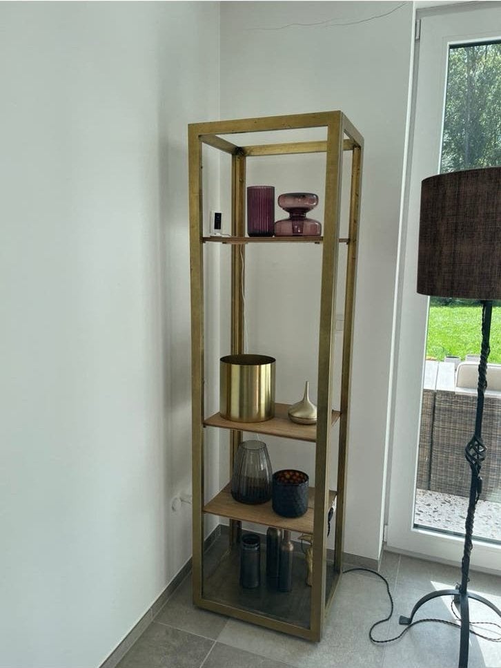 Belgo Chrom vintage étagère – goudkleurig, Huis en Inrichting, Ophalen, Gebruikt, Met plank(en), 150 tot 200 cm