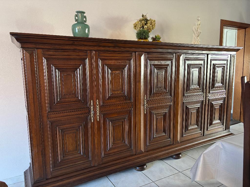 Handgemaakte Vlaamse eiken kast (3m14), Ophalen, Klassiek, Eikenhout, 200 cm of meer