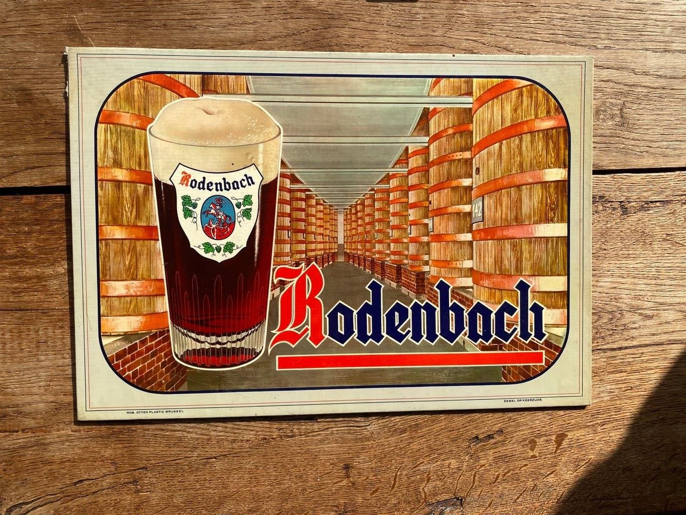 RODENBACH reclamebord karton, Verzamelen, Ophalen of Verzenden, Gebruikt, Reclamebord, Plaat of Schild, Overige merken