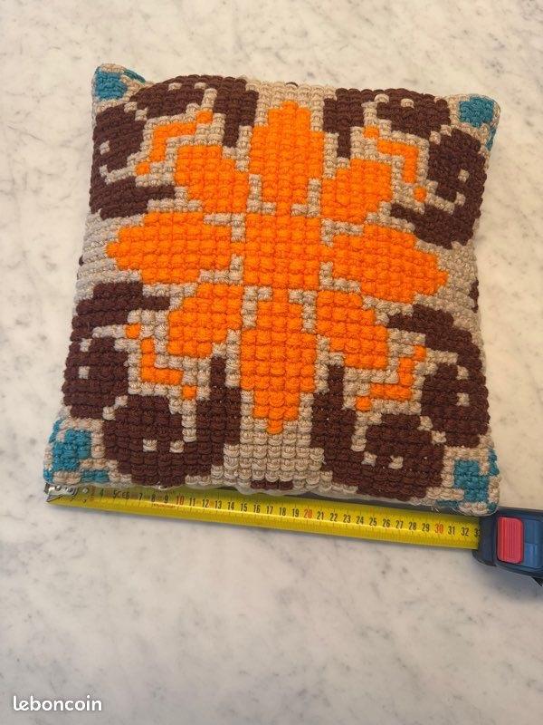 Coussin vintage laine années 60 Italie, Ophalen of Verzenden, Zo goed als nieuw, Overige kleuren, Vierkant