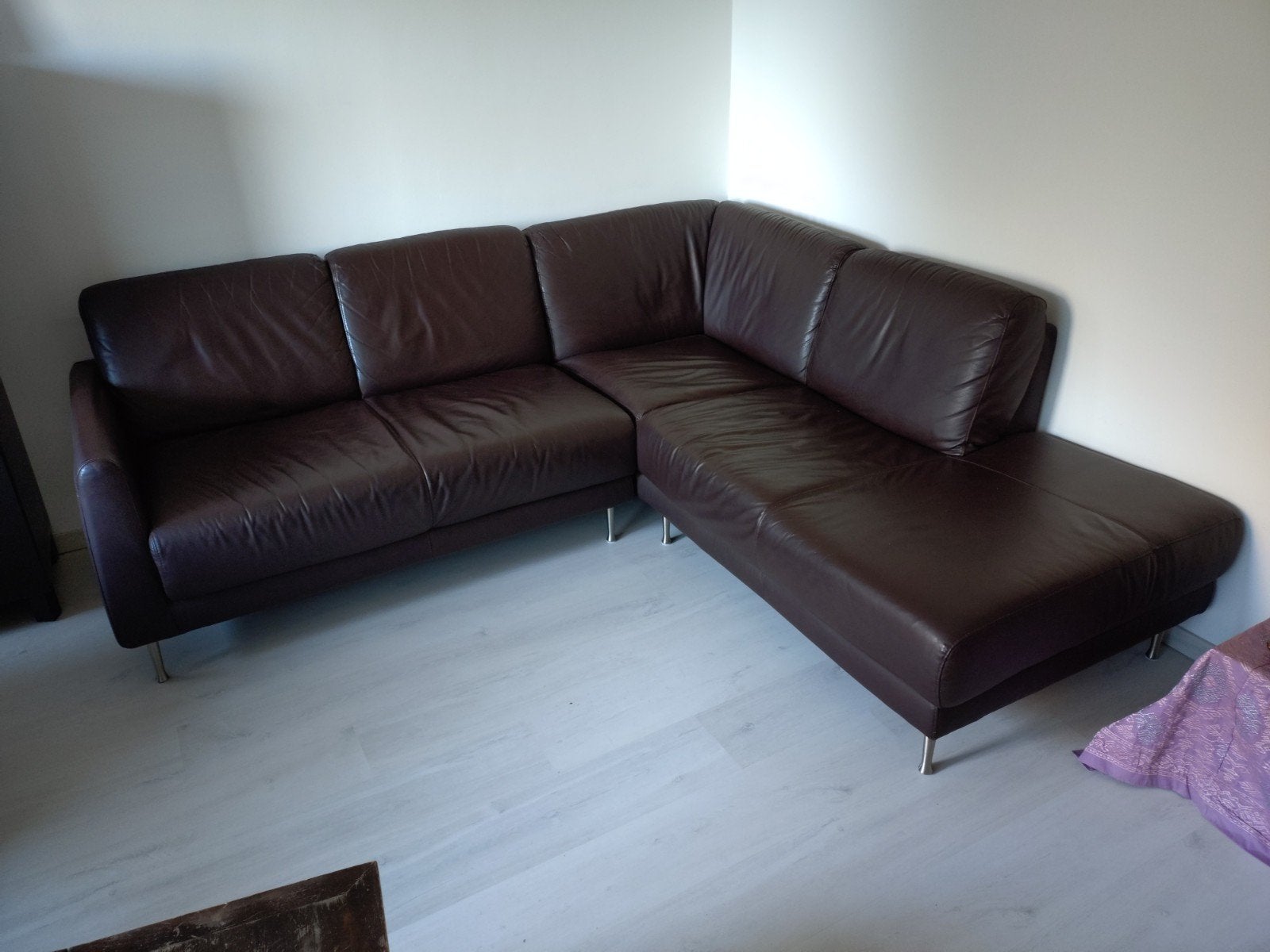 Siège d'angle en cuir noir, bon état, Enlèvement, Utilisé, Cuir