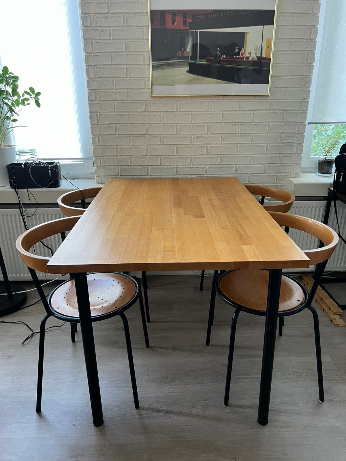 4 chaises vintage en bois/style industriel, Enlèvement ou Envoi, Comme neuf, Bois