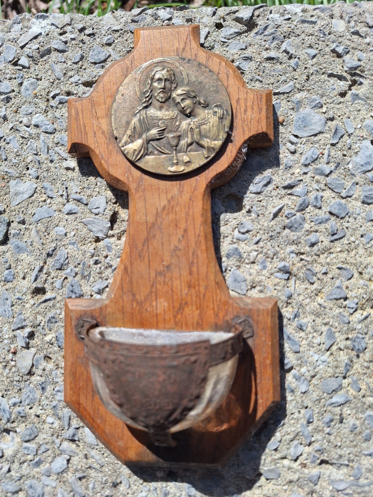 houten wijwatervat, Collections, Enlèvement ou Envoi, Utilisé, Autres types, Christianisme | Catholique