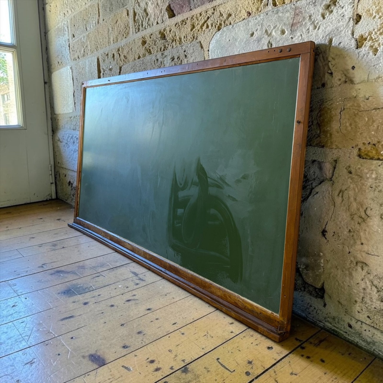 Tableau noir en bois vintage XL/tableau vert (2m60 !), Enlèvement, Utilisé, Tableau noir