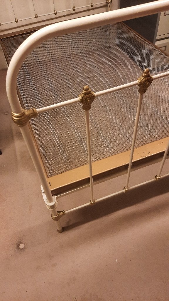 retro vintage bed twijfelaar metaal 120 cm +  matras, Huis en Inrichting, Slaapkamer | Bedden, Gebruikt, Twijfelaar, 120 cm, Metaal