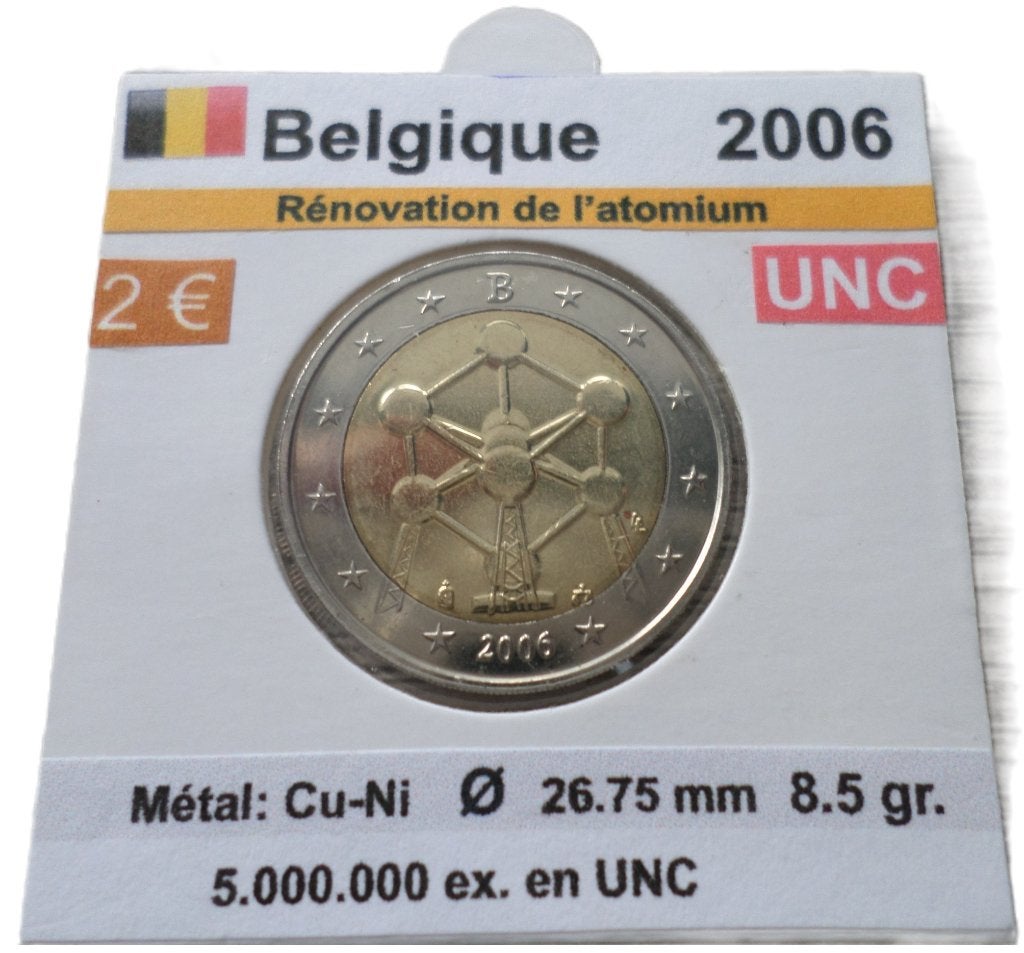 Belgique Rénovation de l'Atomium- Année 2006 UNC, Envoi, Belgique, 2 euros, Monnaie en vrac