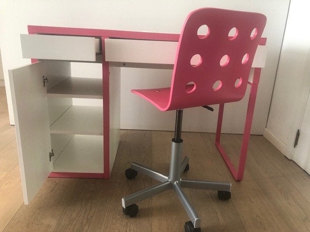 kinderbureau + bureaustoel, Maison & Meubles, Bureaux, 105 cm, Comme neuf, Enlèvement, IKEA
