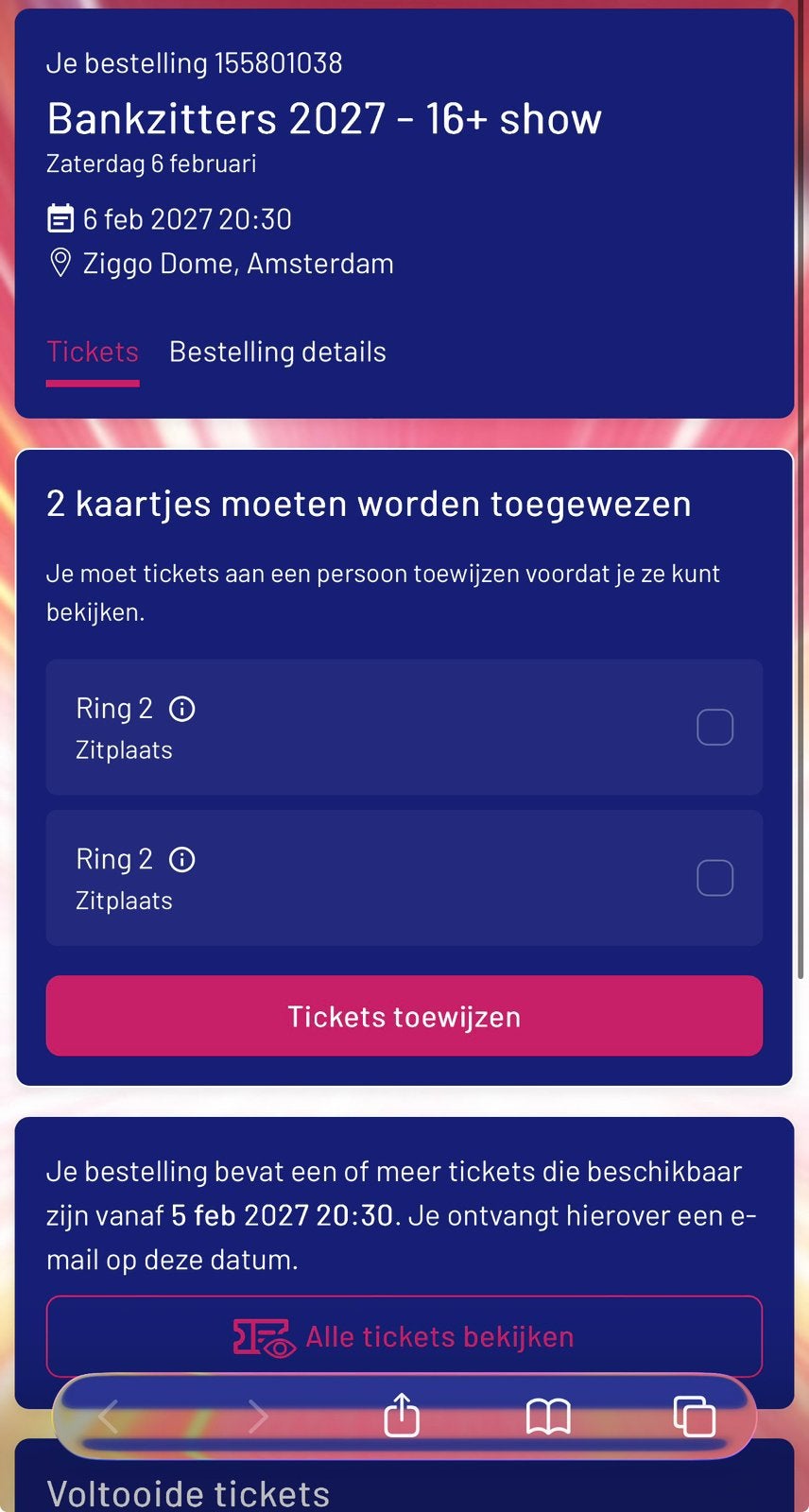 Billets pour canapé 3 places | ziggo dome