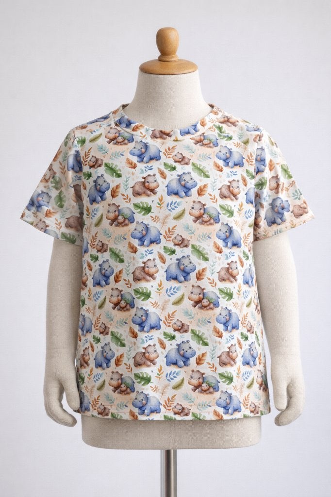 Handgemaakte kinderkleding : T-shirt Ollie nijlpaard NU -25%, Verzenden, Jongen of Meisje, NaaiKantje, Nieuw