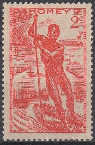 Frans Dahomey - Kanobesturing met paal - 1941, Verzenden, Postfris