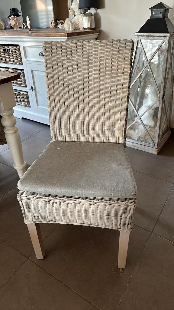 6 stoelen met kussens, Huis en Inrichting, Stoelen, Ophalen, Gebruikt, Overige kleuren, Riet of Rotan