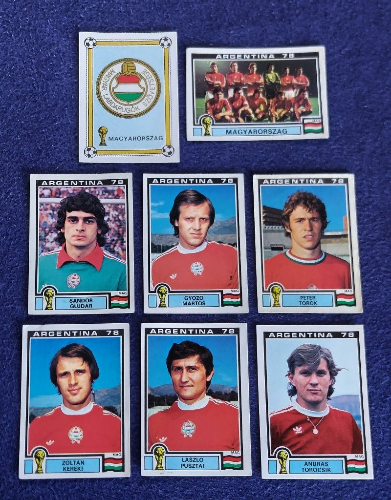 8 versch. Panini stickers voetbal ' WK Arg 1978 - Hongarije', Ophalen of Verzenden, Nieuw, Meerdere stickers