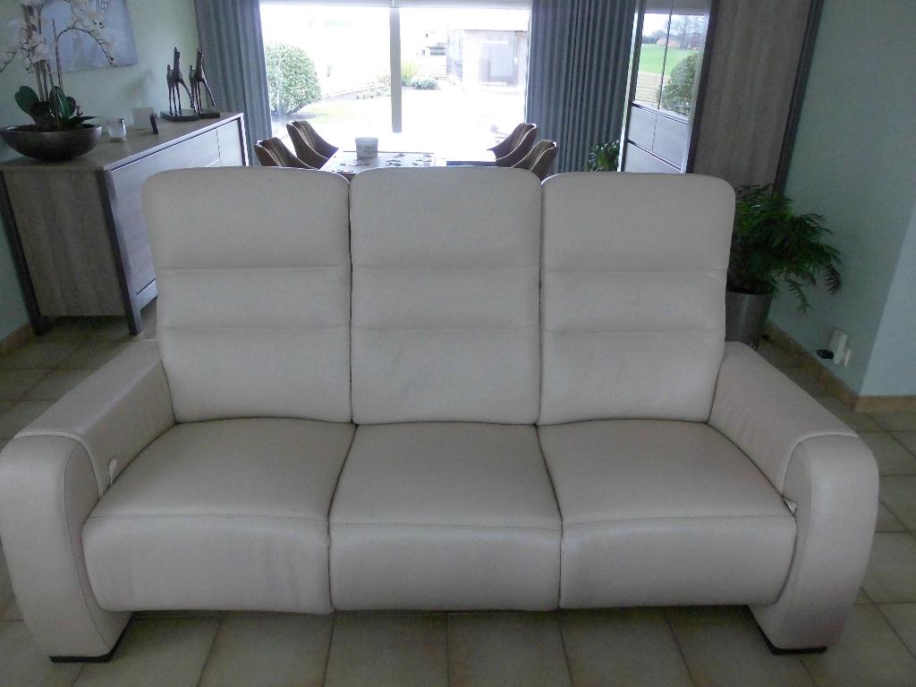 Lederen bankstel 3personen, Ophalen, Zo goed als nieuw