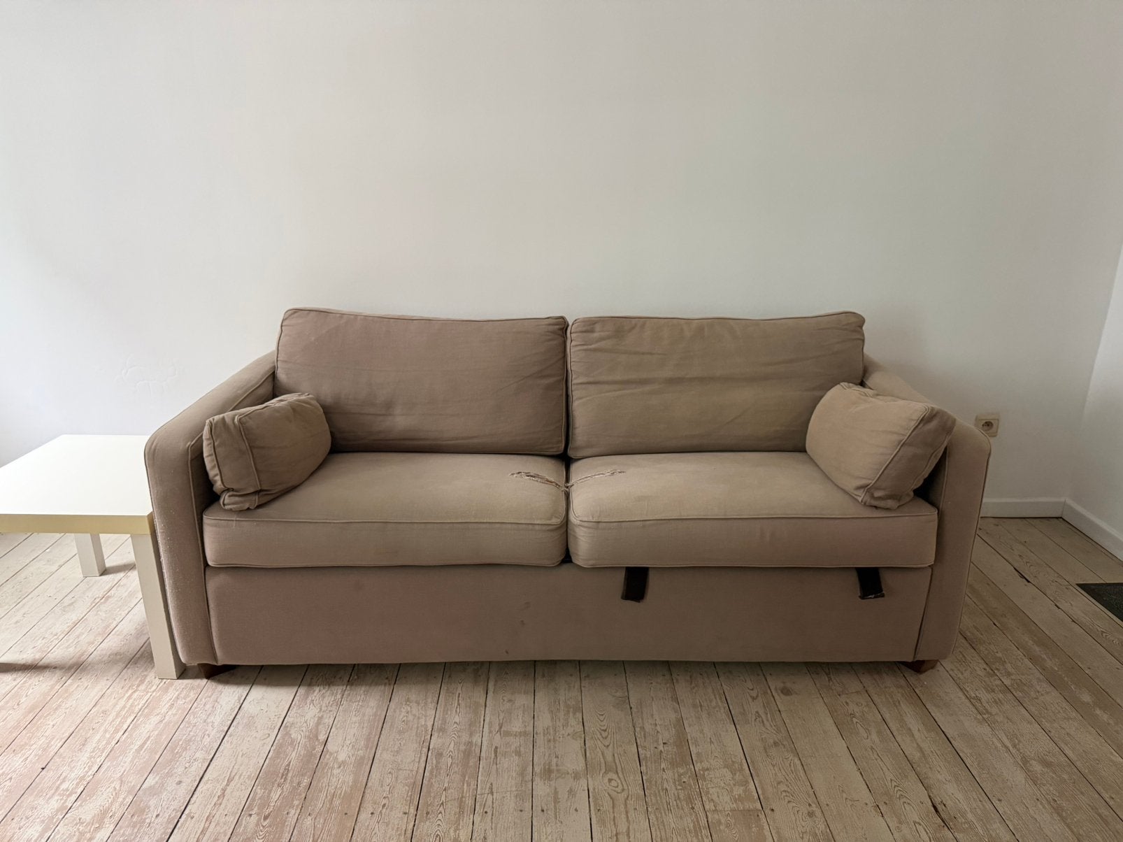 Canapé-lit confortable – tissu vert olive, Maison & Meubles, Canapés | Salons, Enlèvement, Utilisé, Trois personnes